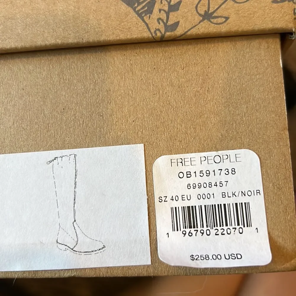 Free People Go Go Gloss Over-the-Knee Boots – Black Patent – Size 10 – NWB
